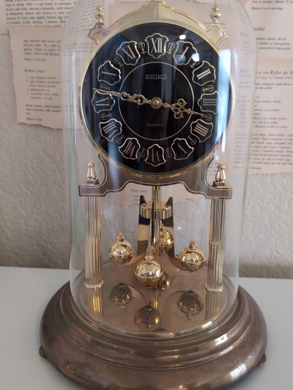 SEIKO Gold Anniversary Dome Table Clock - Gold and Black